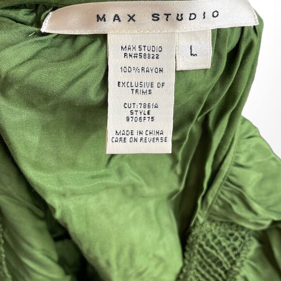 00s MAX STUDIO Vintage Green Embroidered Scoop Neck Blouse - Picture 4 of 5